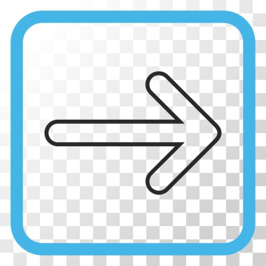 Yuvarlak ok doğru vektör simgesi bir çerçeve içinde