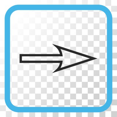 Keskin ok doğru vektör simgesi bir çerçeve içinde