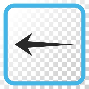 Ok sol vektör simgesi bir çerçeve içinde