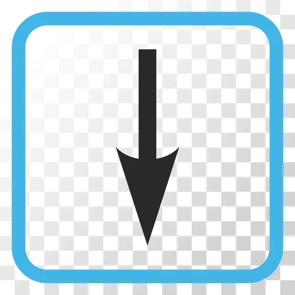 Freccia affilata giù icona vettoriale in una cornice — Vettoriale Stock