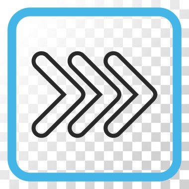 İşaretçi doğru vektör simgesi bir çerçeve içinde üçlü