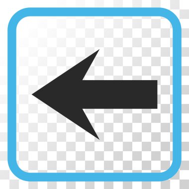 Ok sol vektör simgesi bir çerçeve içinde