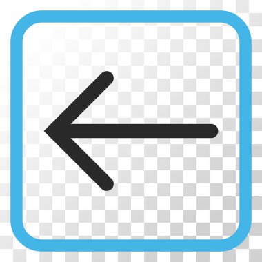 Ok sol vektör simgesi bir çerçeve içinde