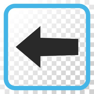 Ok sol vektör simgesi bir çerçeve içinde