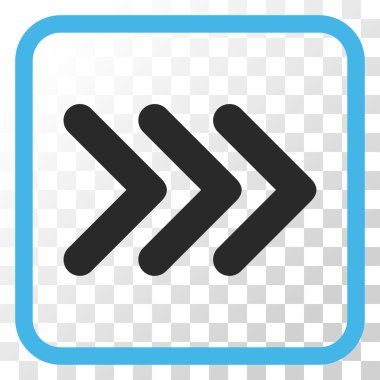 Ok ucu doğru vektör simgesi bir çerçeve içinde üçlü