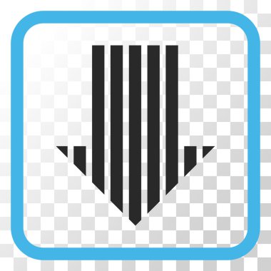 Vektör simgesi bir çerçeve içinde aşağı çizgili ok