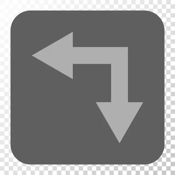 Διακλάδωσης βέλος αριστερά-κάτω στρογγυλεμένο τετράγωνο κουμπί — Διανυσματικό Αρχείο