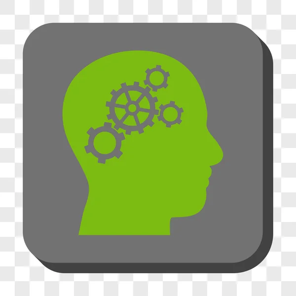 Engrenages cerveau rond bouton carré — Image vectorielle