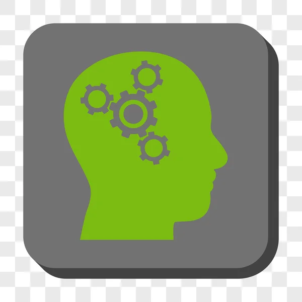 Μηχανική εγκεφάλου στρογγυλεμένο τετράγωνο κουμπί — Διανυσματικό Αρχείο