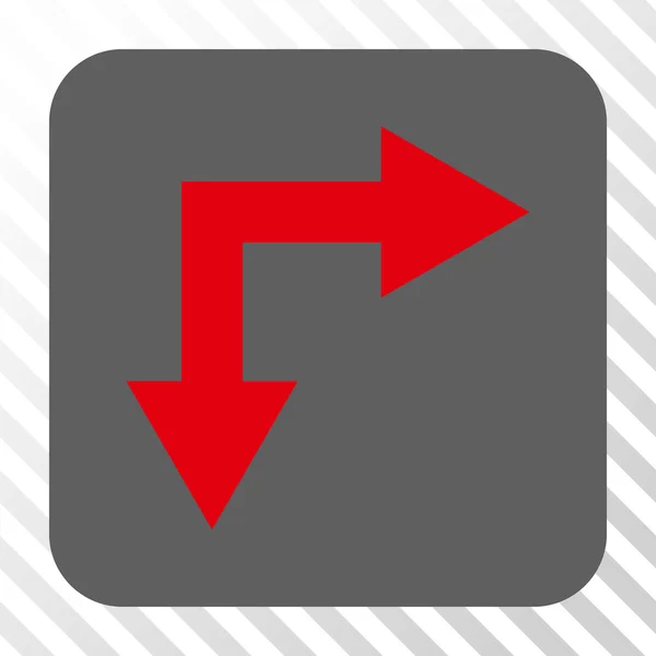 Flecha de bifurcación hacia abajo botón cuadrado redondeado — Archivo Imágenes Vectoriales