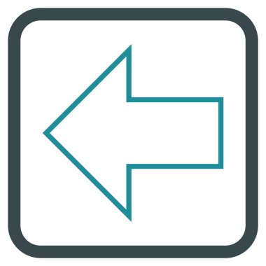 Ok sol vektör simgesi bir çerçeve içinde