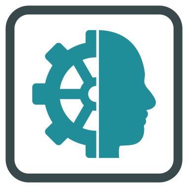 Cyborg dişli vektör simgesi bir çerçeve içinde