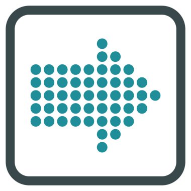 Noktalı ok doğru vektör simgesi bir çerçeve içinde