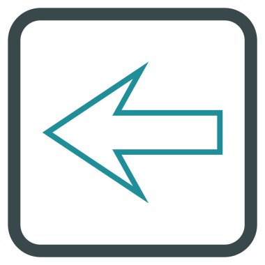 Ok sol vektör simgesi bir çerçeve içinde