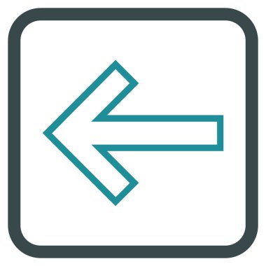 Ok sol vektör simgesi bir çerçeve içinde