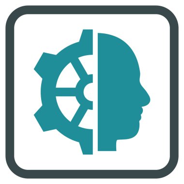 Cyborg dişli vektör simgesi bir çerçeve içinde