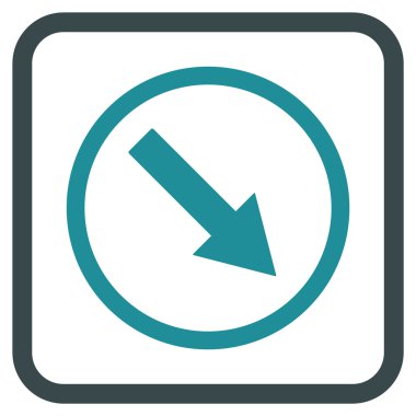 Aşağı doğru yuvarlak ok vektör simgesi bir çerçeve içinde