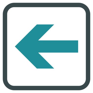 Ok sol vektör simgesi bir çerçeve içinde