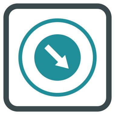 Aşağı doğru yuvarlak ok vektör simgesi bir çerçeve içinde