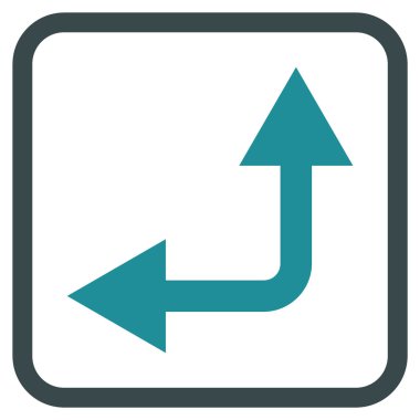 Vektör simgesi bir çerçeve içinde yukarı sol çatallanma ok