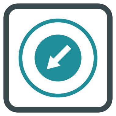 Aşağı sol yuvarlak ok vektör simgesi bir çerçeve içinde