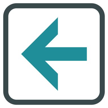 Ok sol vektör simgesi bir çerçeve içinde