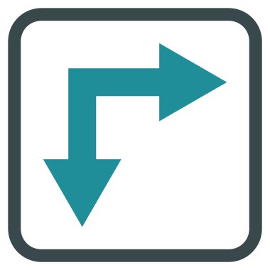 Vektör simgesi bir çerçeve içinde aşağı doğru çatallanma ok