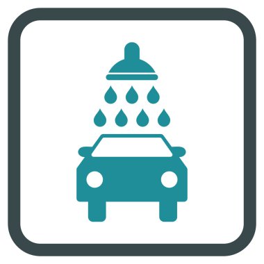 Oto yıkama vektör simgesi bir çerçeve içinde