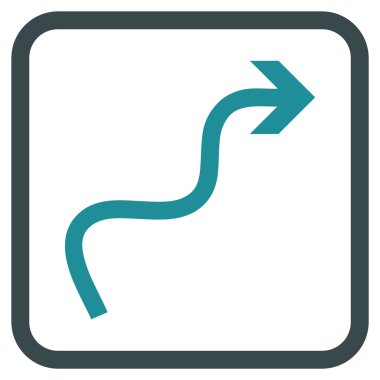 Eğri ok vektör simgesi bir çerçeve içinde