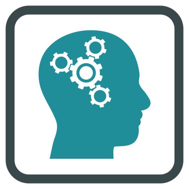 Beyin mekanik vektör simgesi bir çerçeve içinde