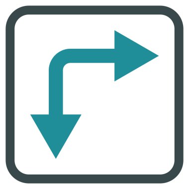 Vektör simgesi bir çerçeve içinde aşağı doğru çatallanma ok