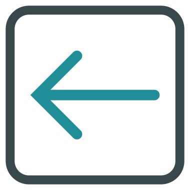 Ok sol vektör simgesi bir çerçeve içinde