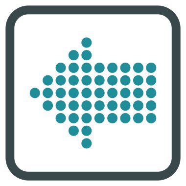 Noktalı ok sol vektör simgesi bir çerçeve içinde