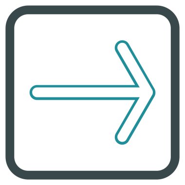 Ok sağ vektör simgesi bir çerçeve içinde