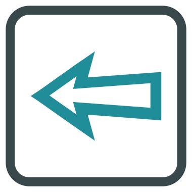 Ok sol vektör simgesi bir çerçeve içinde