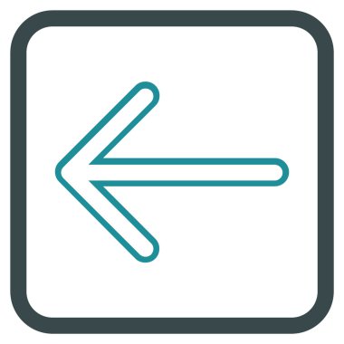 Ok sol vektör simgesi bir çerçeve içinde