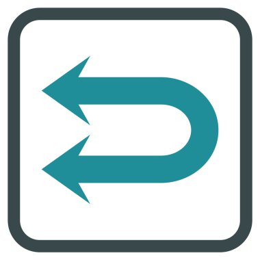 Çift sol ok vektör simgesi bir çerçeve içinde