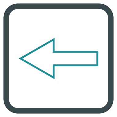 Ok sol vektör simgesi bir çerçeve içinde