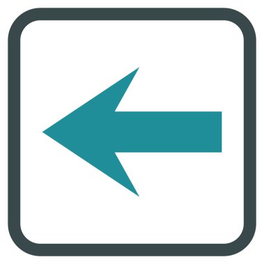 Ok sol vektör simgesi bir çerçeve içinde