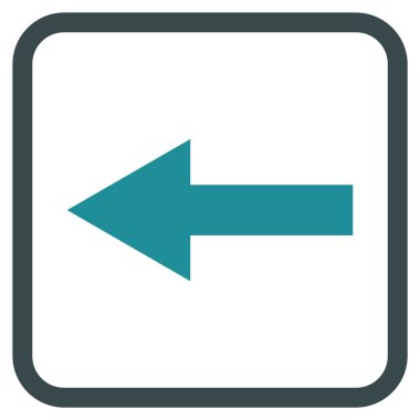 Ok sol vektör simgesi bir çerçeve içinde