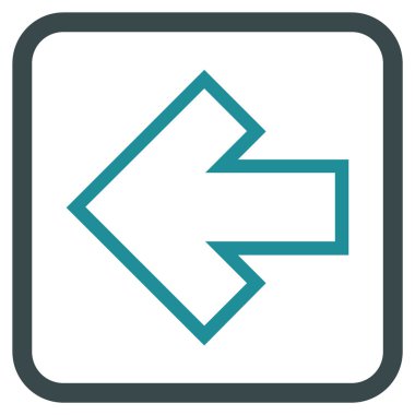 Ok sol vektör simgesi bir çerçeve içinde