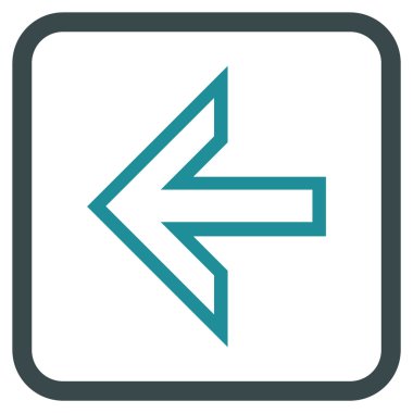 Ok sol vektör simgesi bir çerçeve içinde