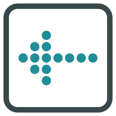 Noktalı ok sol vektör simgesi bir çerçeve içinde