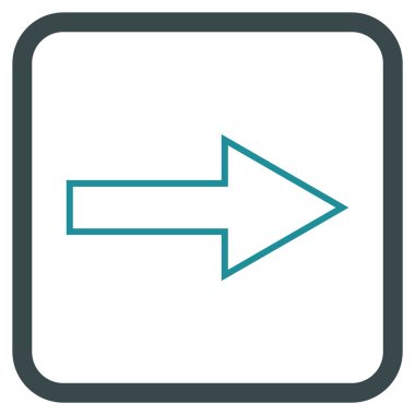 Ok sağ vektör simgesi bir çerçeve içinde