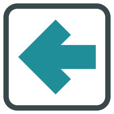 Ok sol vektör simgesi bir çerçeve içinde