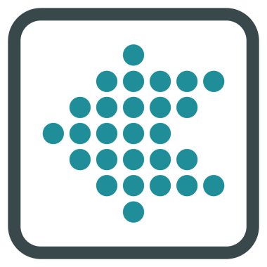 Noktalı ok sol vektör simgesi bir çerçeve içinde