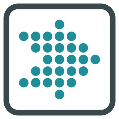 Noktalı ok doğru vektör simgesi bir çerçeve içinde