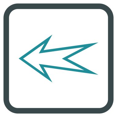 Ok sol vektör simgesi bir çerçeve içinde