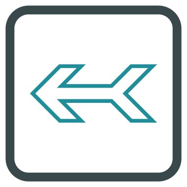 Ok sol vektör simgesi bir çerçeve içinde