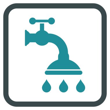 Duş musluk vektör simgesi bir çerçeve içinde